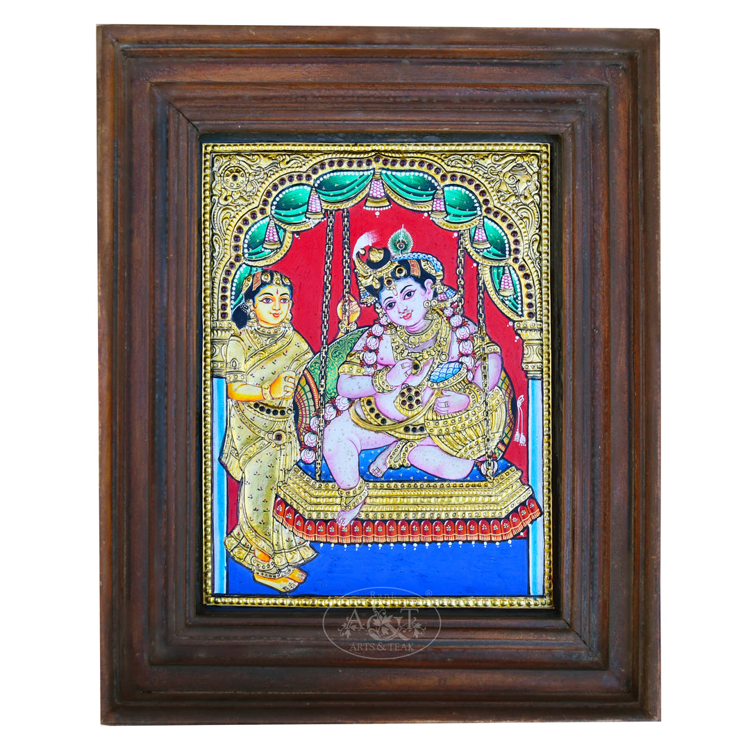 Baby Krishna tanjore painting