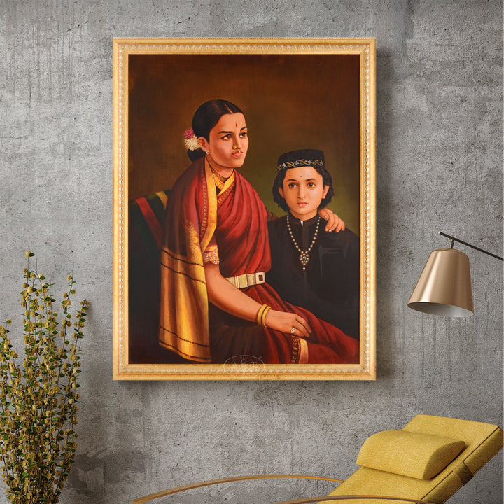 Mrs Ramanadha Rao and Son - Ravi Varma Replica