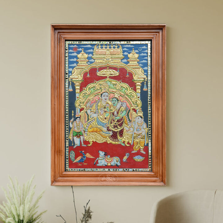Tanjore Painting - Shiva Family
