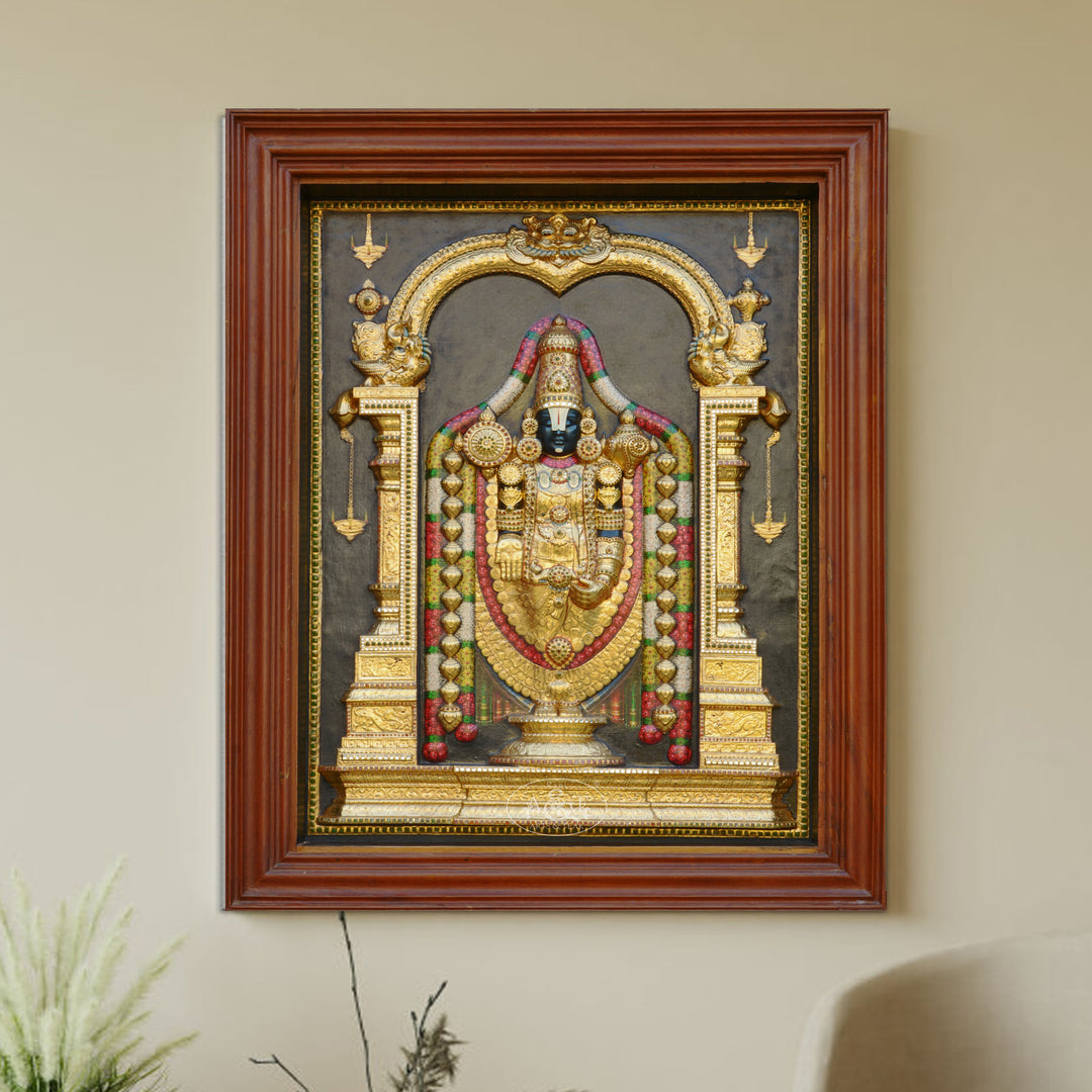 Tanjore Painting - Tirupathi Balaji (Embossed)
