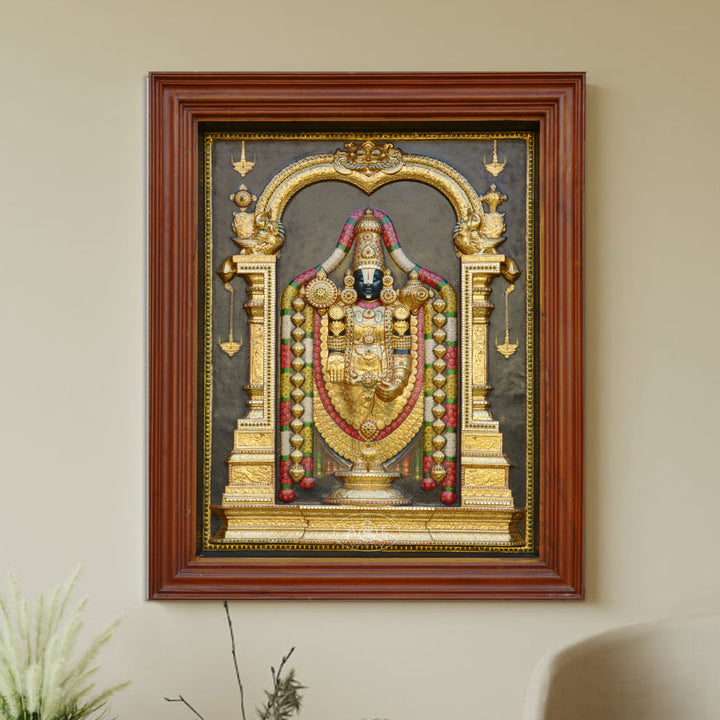 Tanjore Painting - Tirupathi Balaji (Embossed)