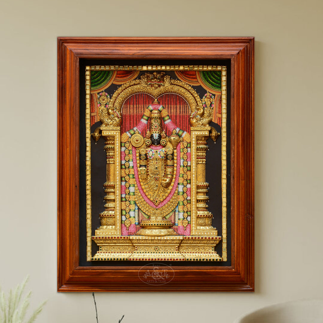 Tanjore Painting - Tirupathi Balaji (Embossed)