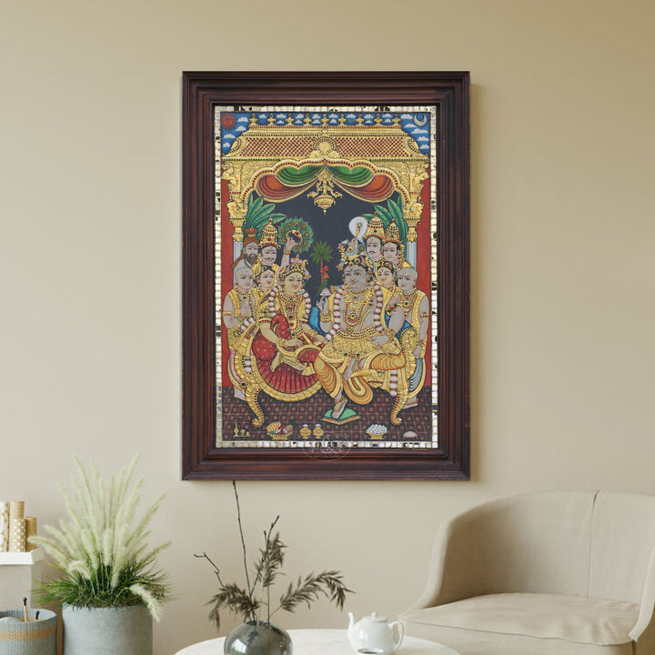 Tanjore Painting Krishna Marriage