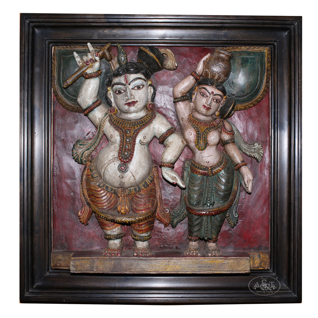 Wooden Wall Panel - Radha Krishna