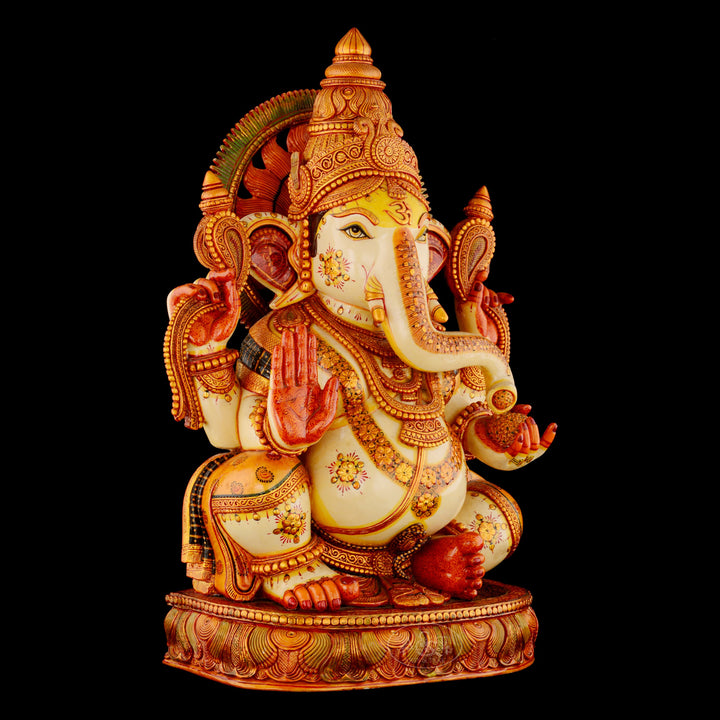 Marble Dust Seated Ganesh