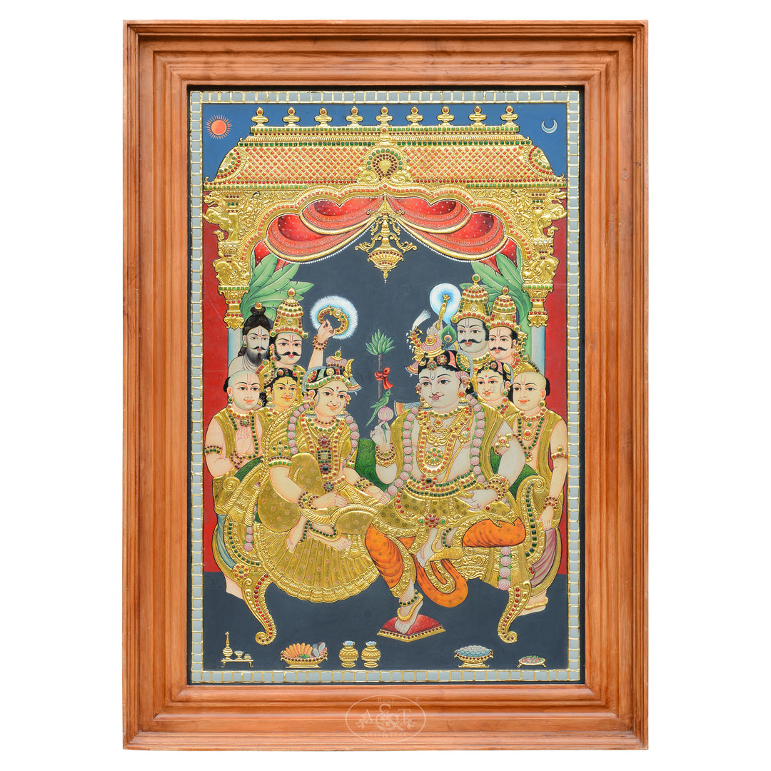 Tanjore Painting - Rukmani Krishna Betrothal