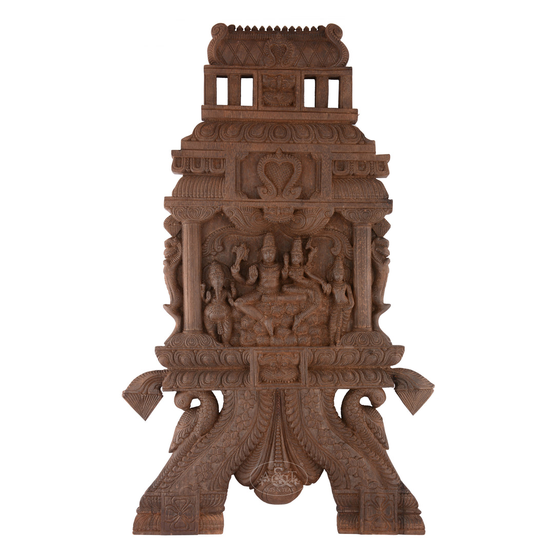 Wooden Wall Panel (Kavadi) - Shiva Family