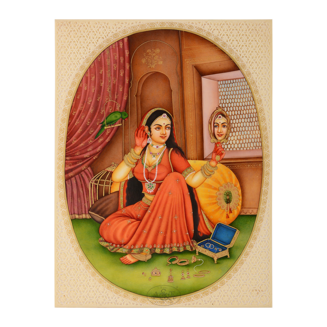 Miniature Painting on Synthetic Board - Royal Courtesan