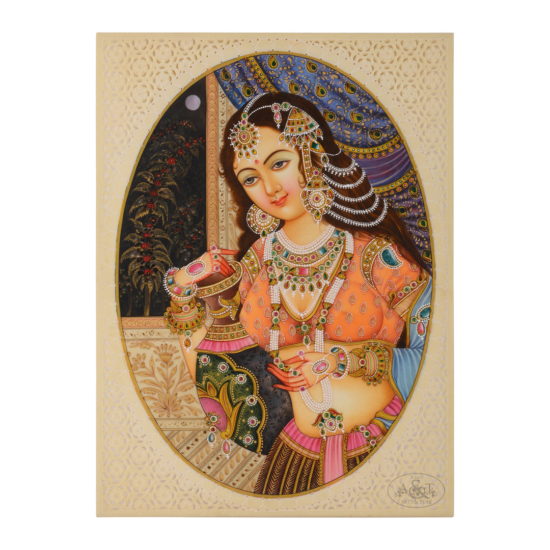 Miniature Painting on Synthetic Board - Princess Portrait