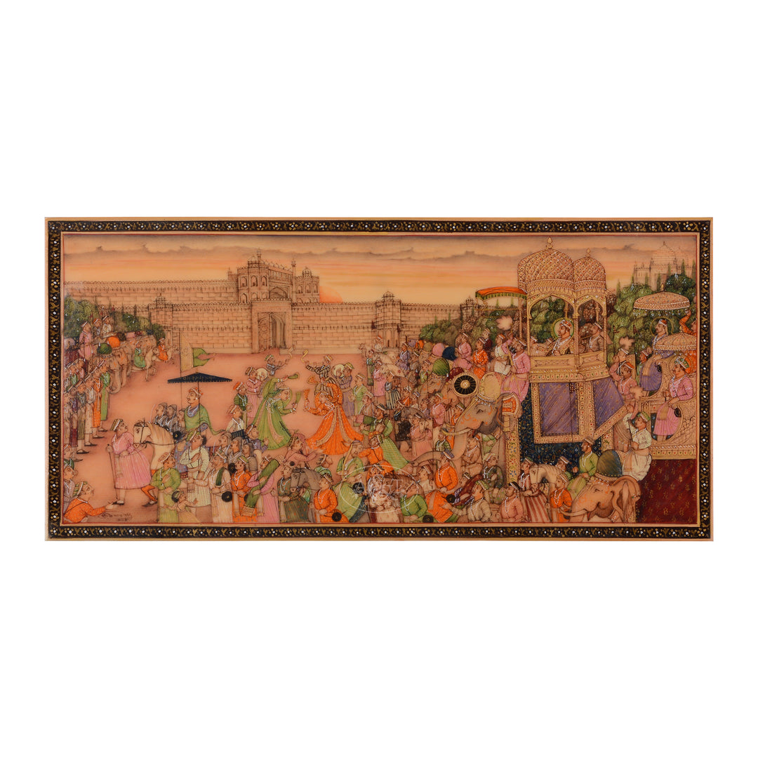 Miniature Painting on Synthetic Board - Royal Procession