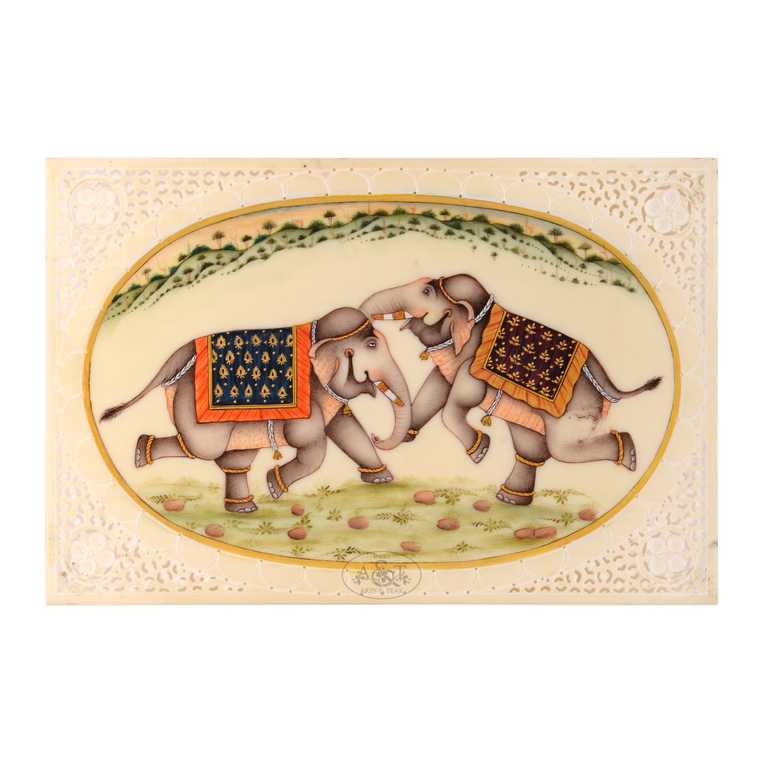 Miniature Painting on Synthetic Board - Elephant