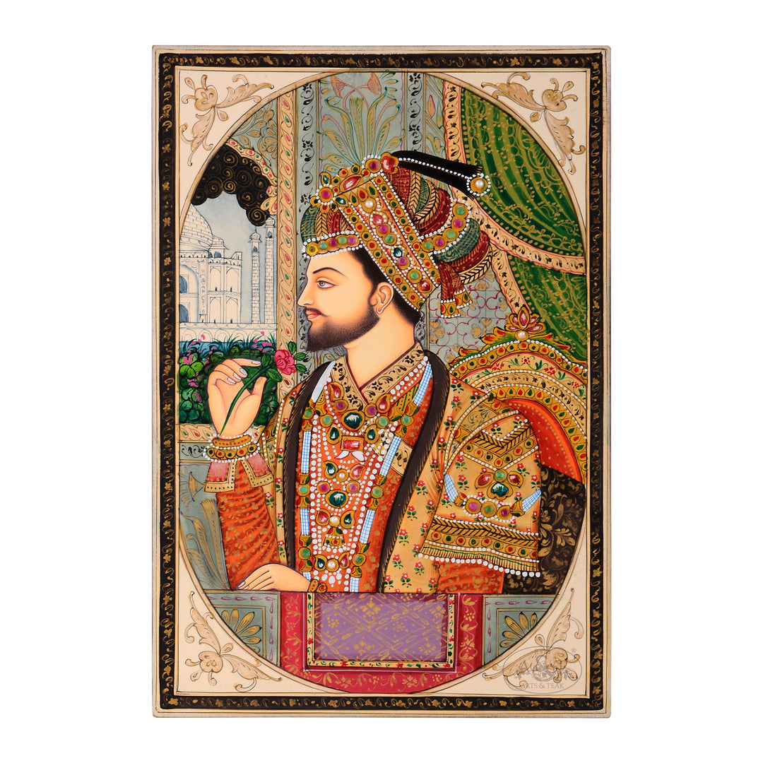 Miniature Painting on Synthetic Board - Shah jahan