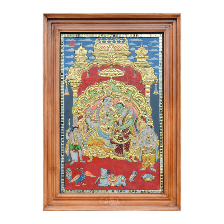 Tanjore Painting - Shiva Family