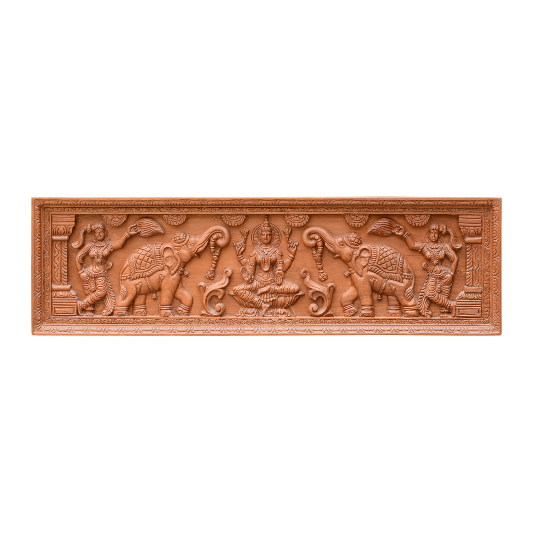 Teakwood Wall Panel - Gajalakshmi