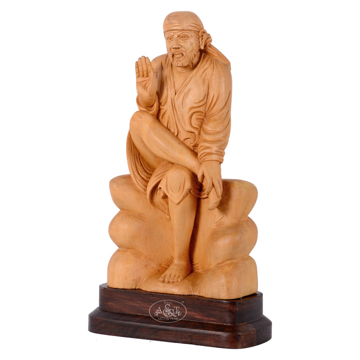 Wooden Seated Sai Baba