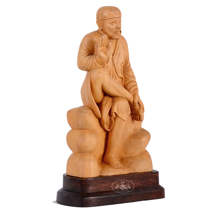 Wooden Seated Sai Baba