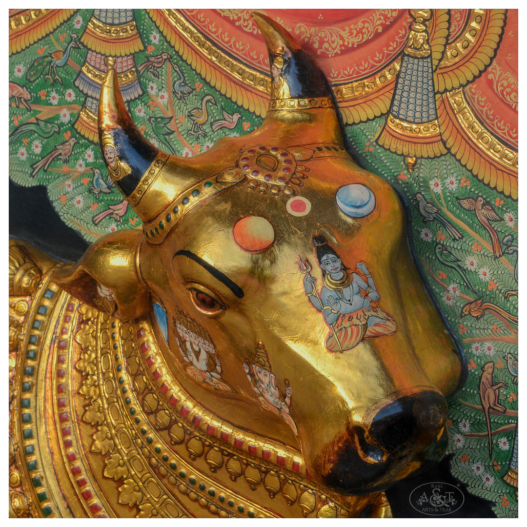 Tanjore Painting - Kamadhenu (Embossed)