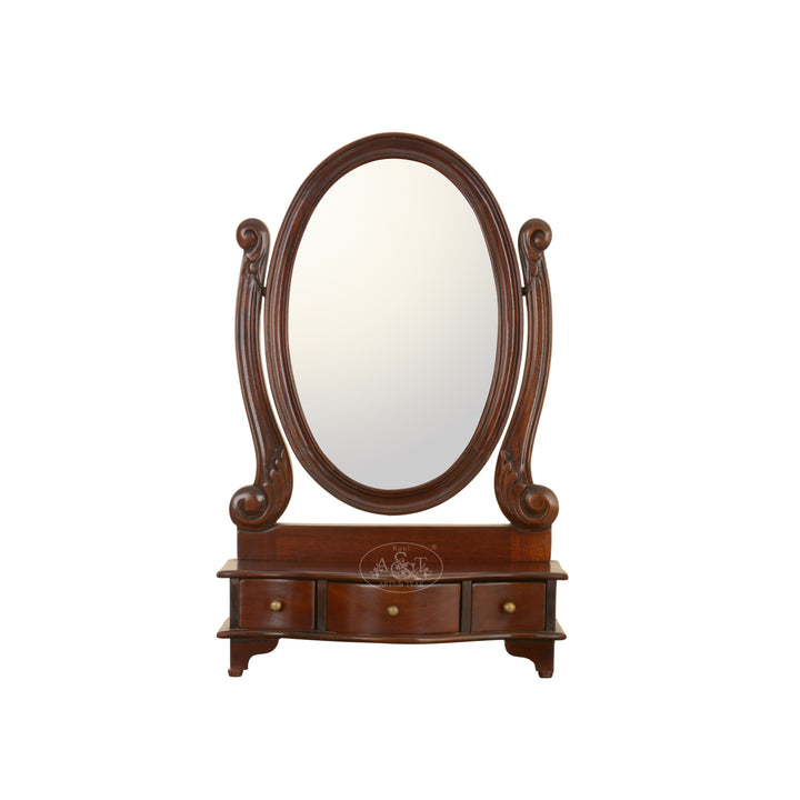 Mahogany Vanity Stand with Oval Mirror