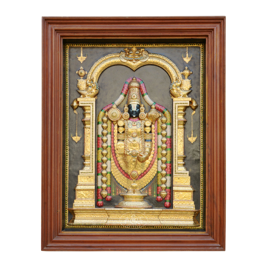 Tanjore Painting - Tirupathi Balaji (Embossed)