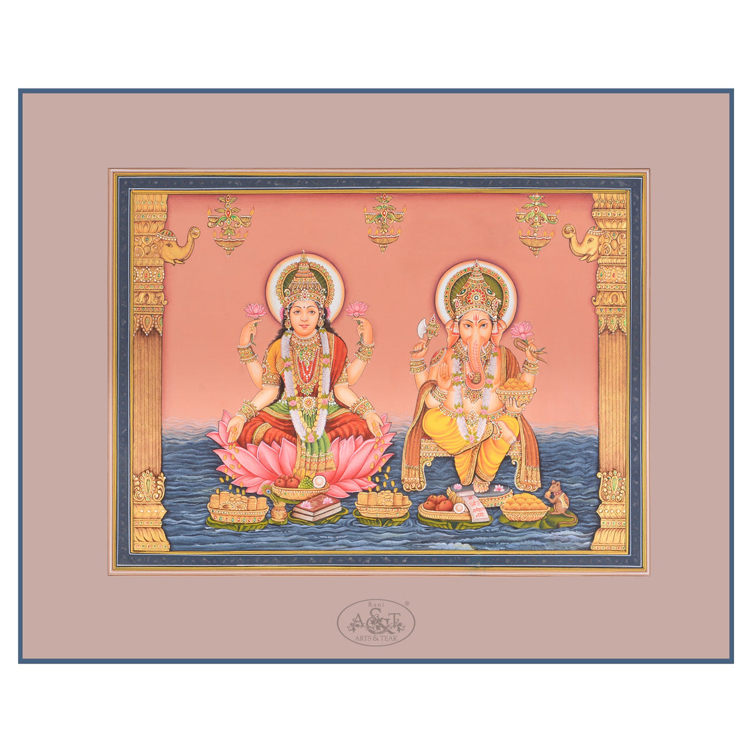 Painting on Paper - Ganesh & Lakshmi
