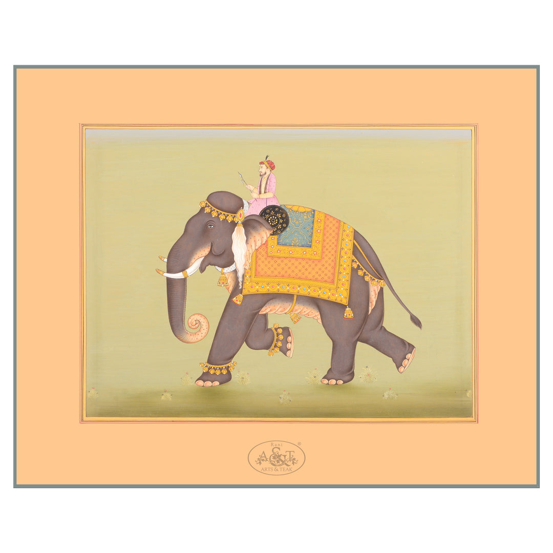 Painting on Paper -  Mughal Elephant Rider