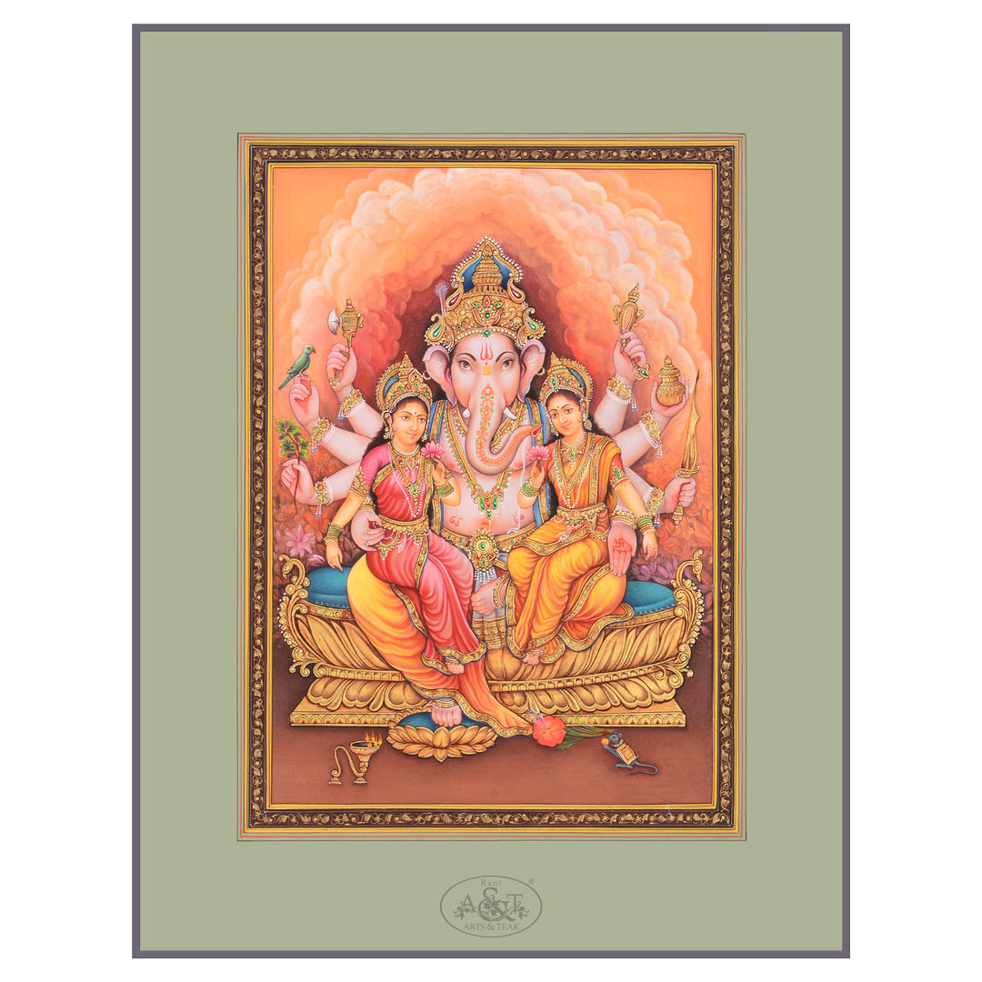 Painting on Paper - Ganesh, Riddhi & Siddhi