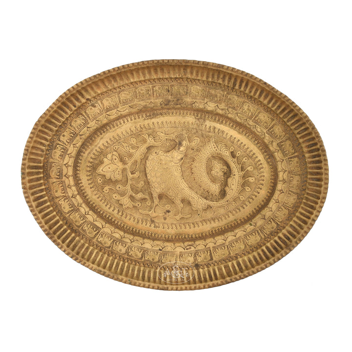 Brass Hamsa Oval Tray