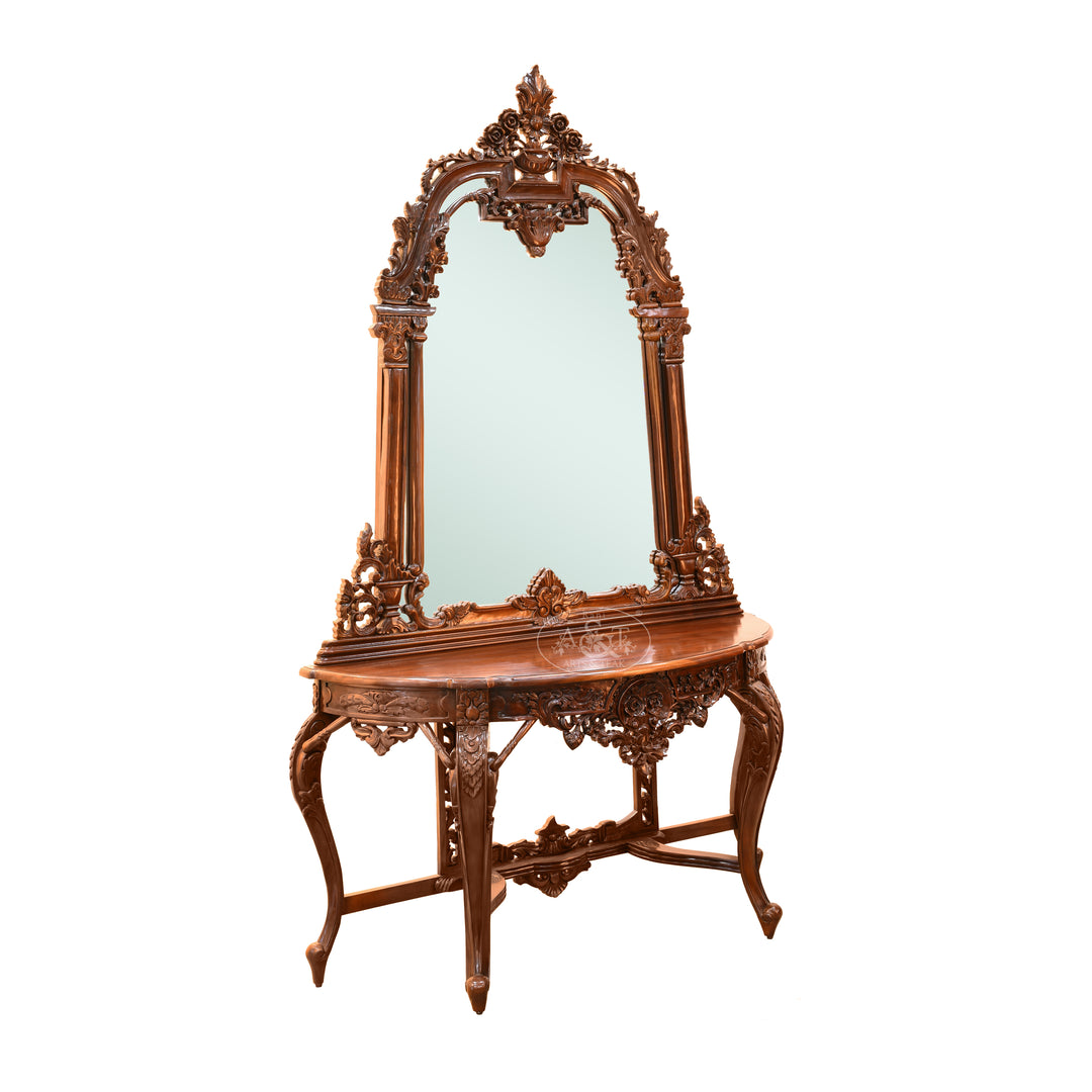 Mahogany Wood Console with Mirror