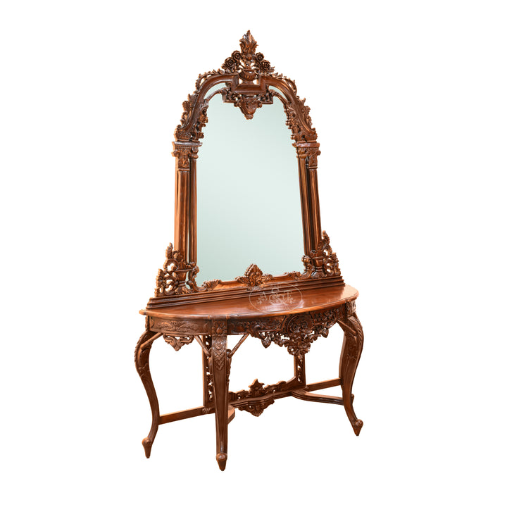 Mahogany Wood Console with Mirror