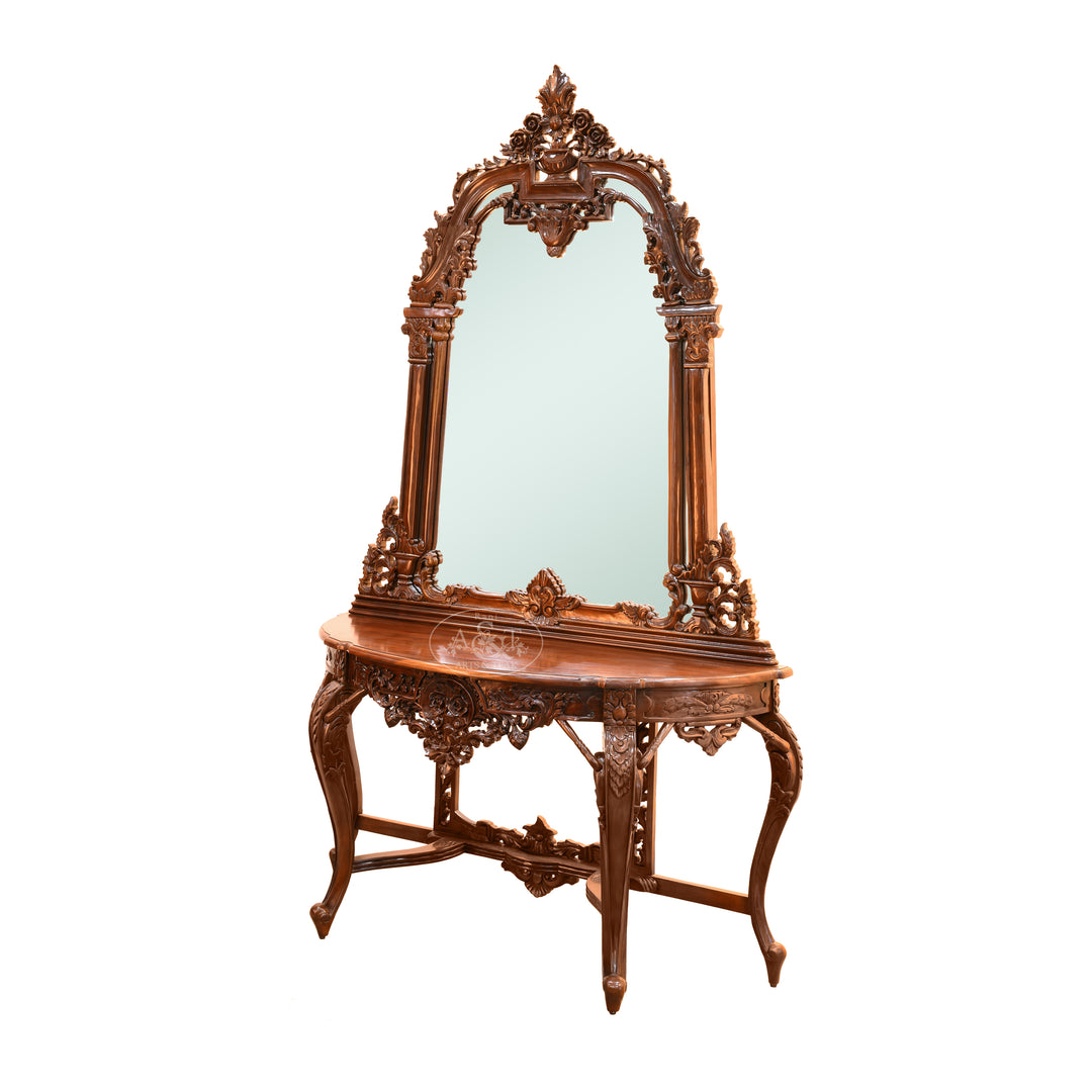 Mahogany Wood Console with Mirror