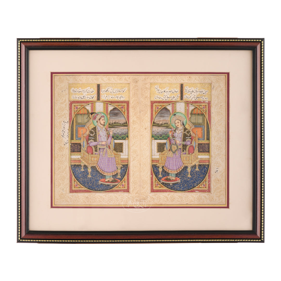 Mughal King & Queen on Urdu Manuscript