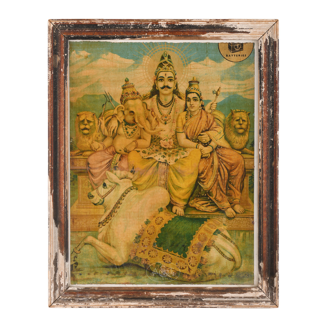 Shiv Parivar - Raja Ravi Varma Chromolithograph