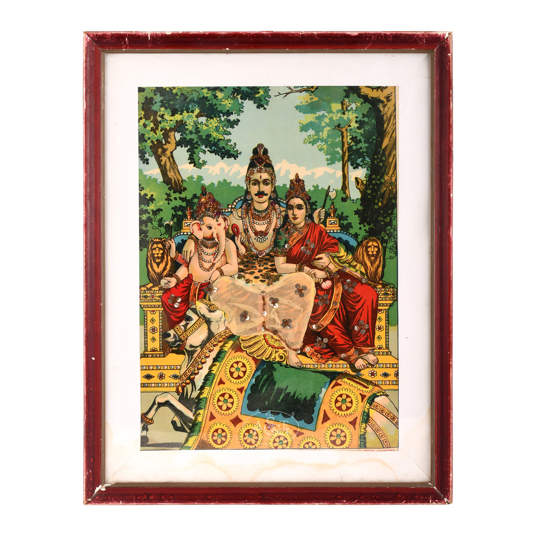 Shiv Parivar II - Raja Ravi Varma Chromolithograph