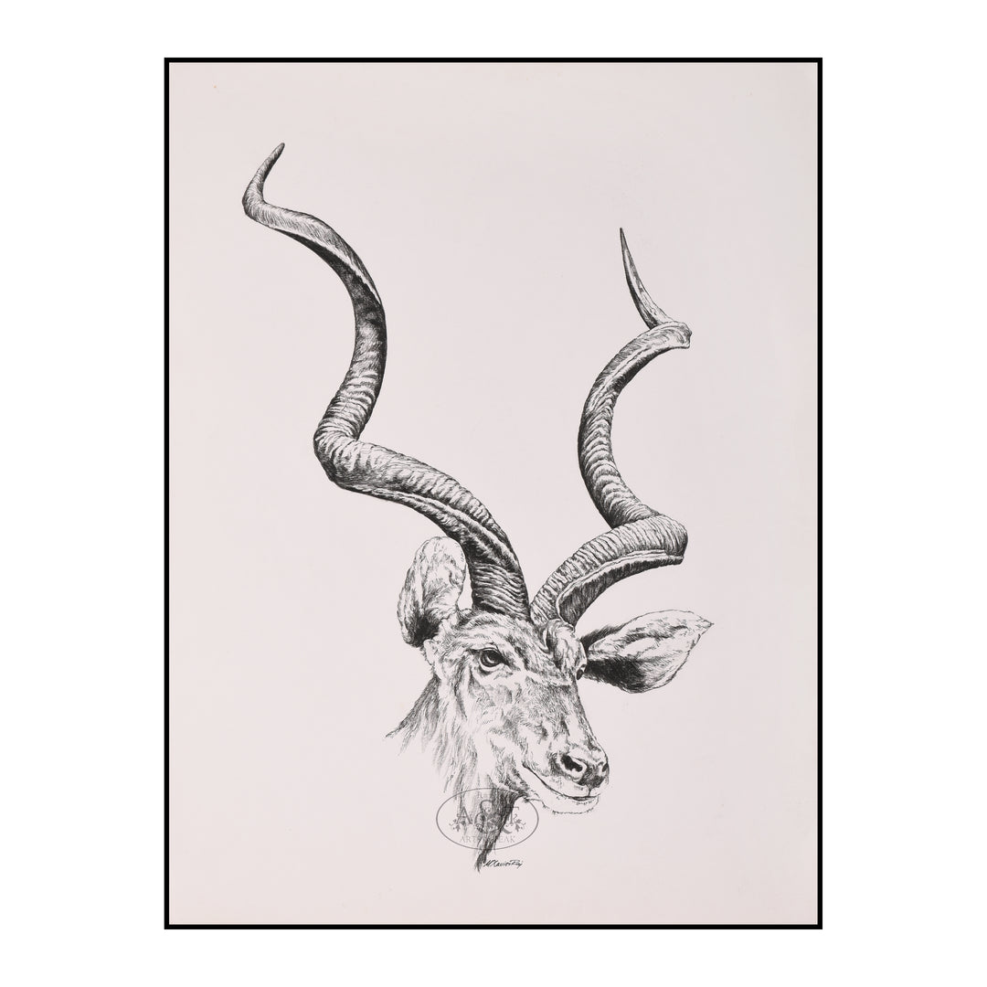 Deer Head Charcoal Painting