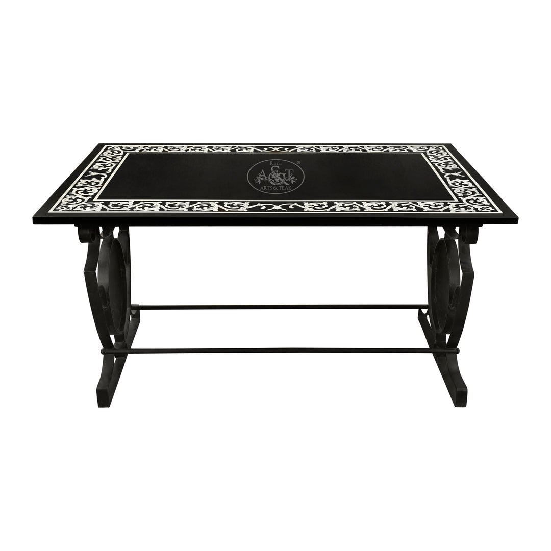 Black and White Marble Inlay Table