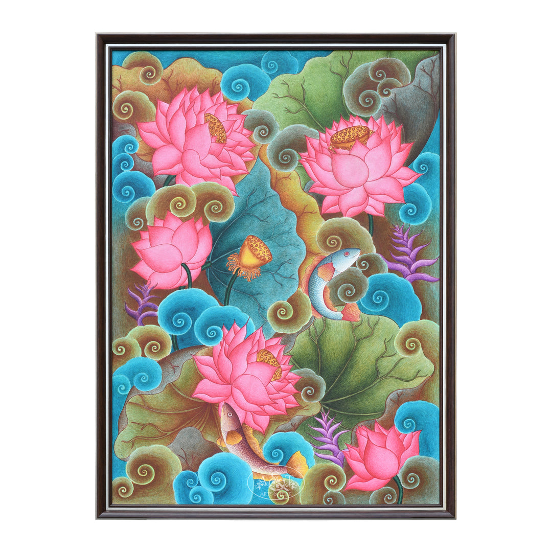 Kerala Mural Painting on Canvas Flowers