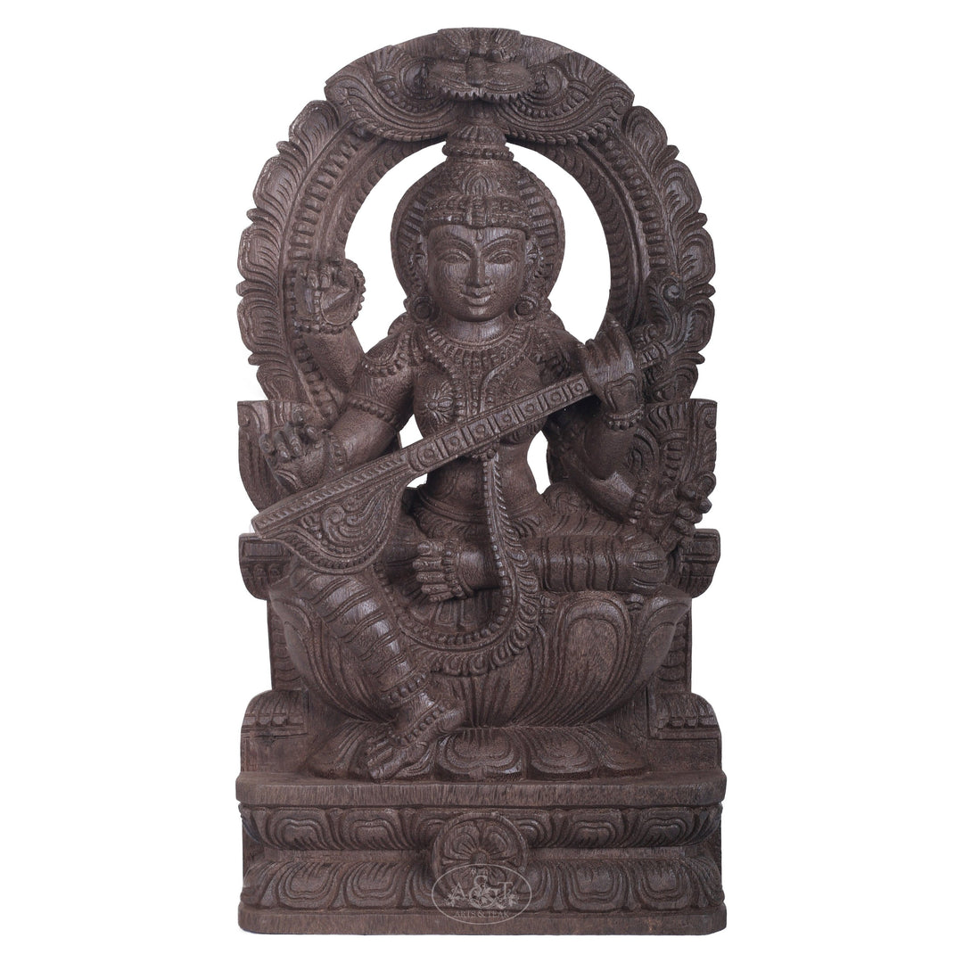 Wooden Saraswathi Wall Panel