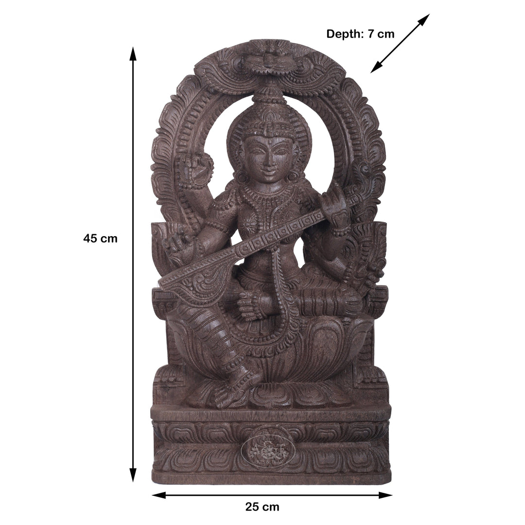 Wooden Saraswathi Wall Panel