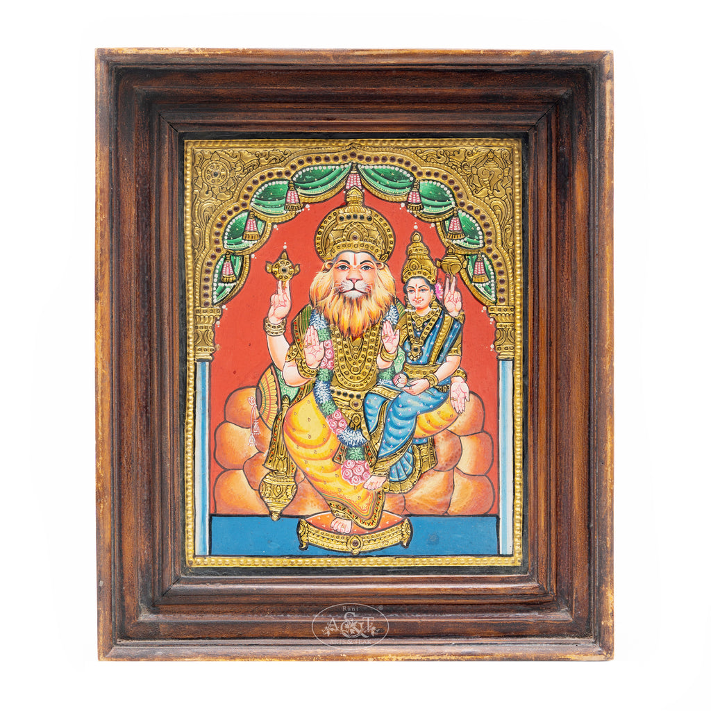 Traditional Lakshmi Narasimha Tanjore Painting - Rani Arts & Teak
