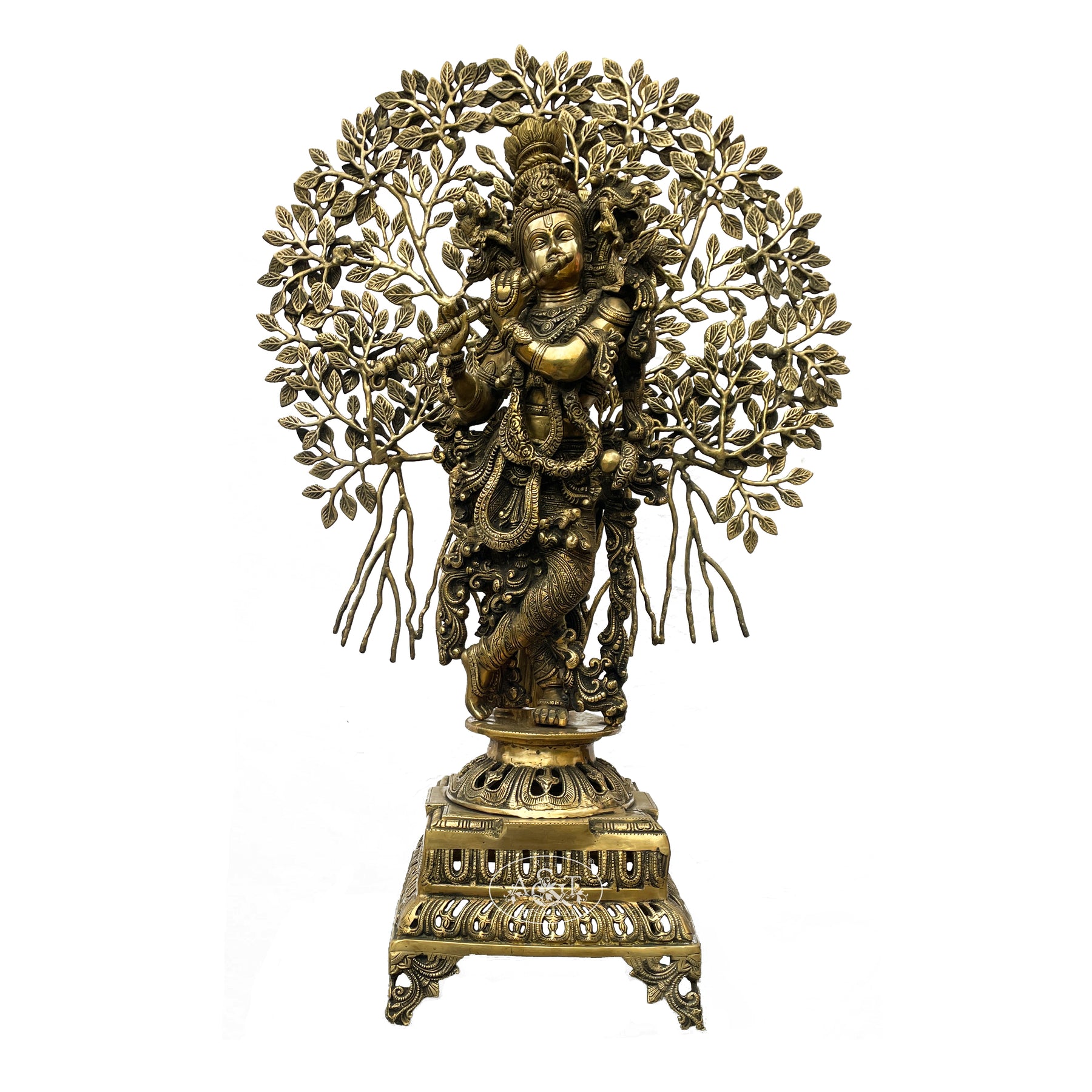 Brass Lord Krishna With Kadamba tree - Rani Arts & Teak – RANI ARTS & TEAK