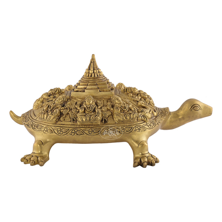 Tortoise With Ashtalakshmi & Shri Yantra Brass Idol