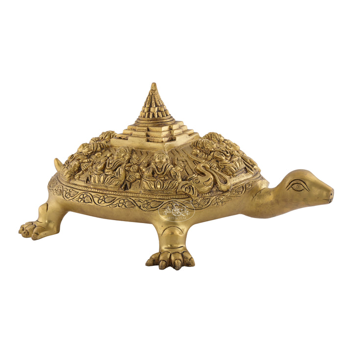 Tortoise With Ashtalakshmi & Shri Yantra Brass Idol