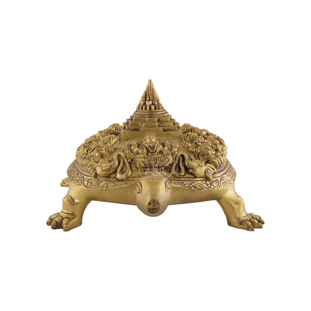 Tortoise With Ashtalakshmi & Shri Yantra Brass Idol