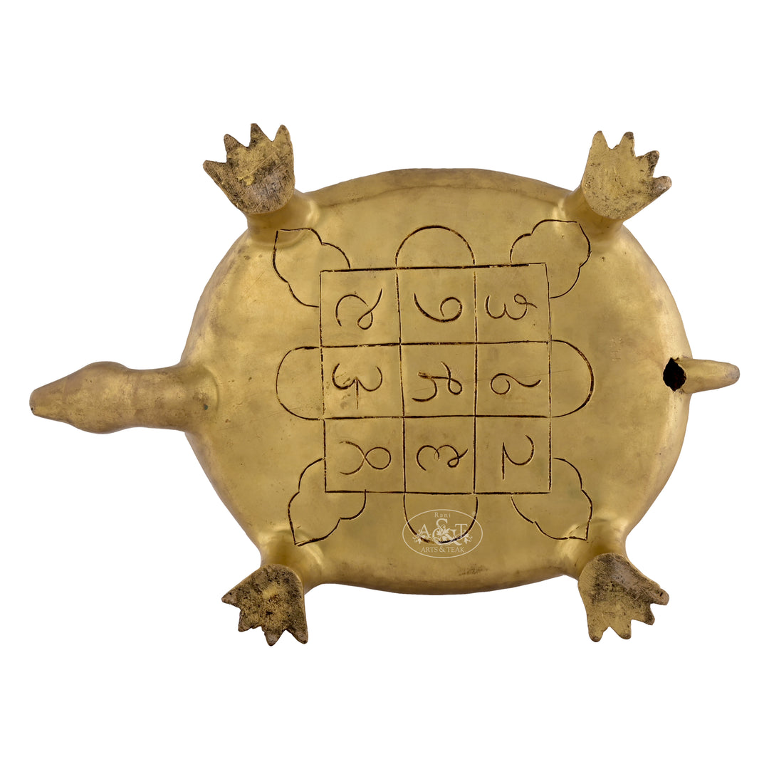 Tortoise With Ashtalakshmi & Shri Yantra Brass Idol