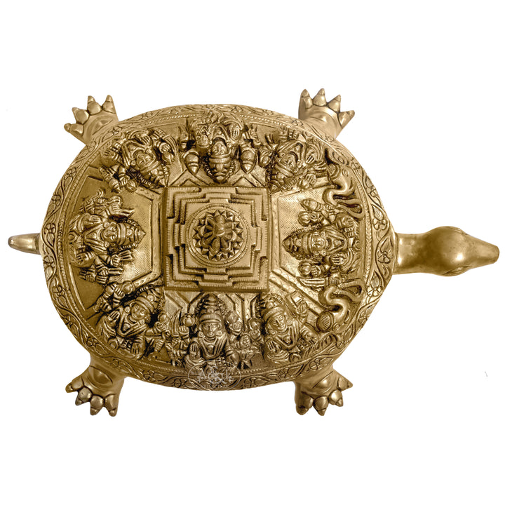 Tortoise With Ashtalakshmi & Shri Yantra Brass Idol