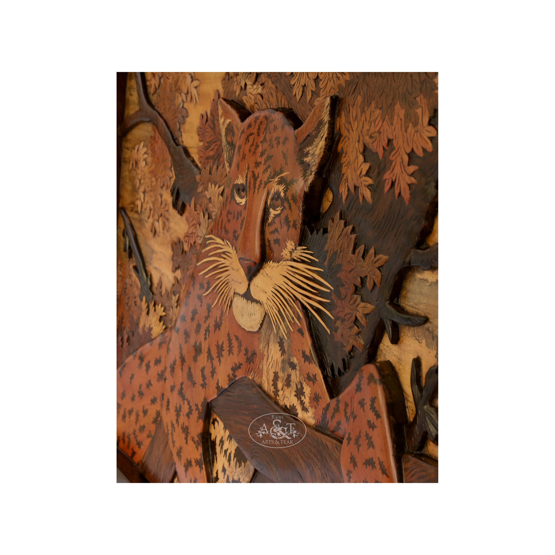 Leopard Marquetry Panel