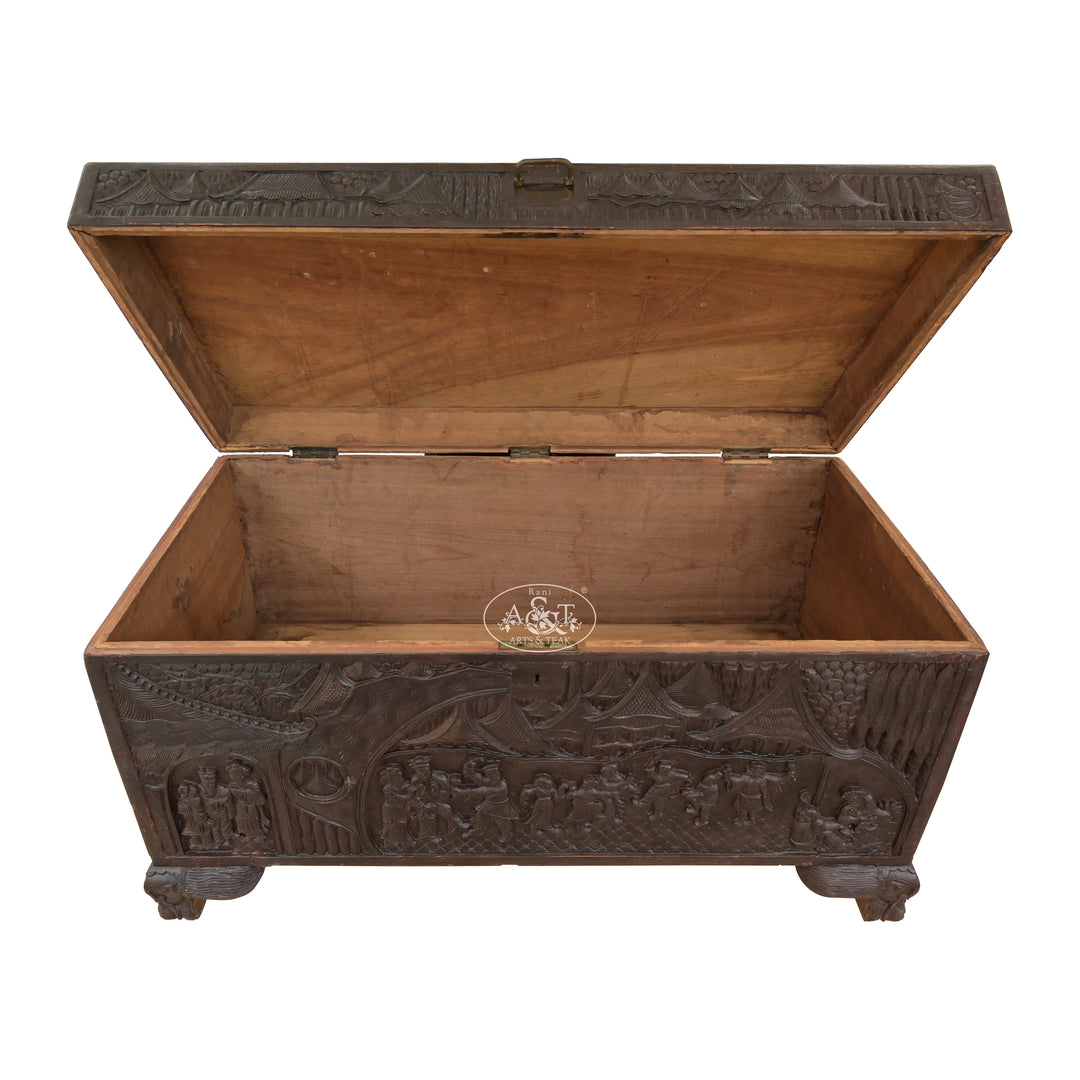 Camphor Wood chest with intricate carvings