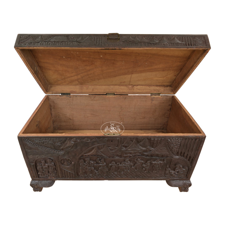 Camphor Wood chest with intricate carvings