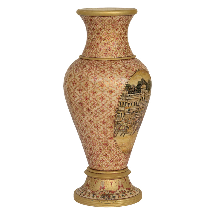 Wood and Camel Bone Painted Vase