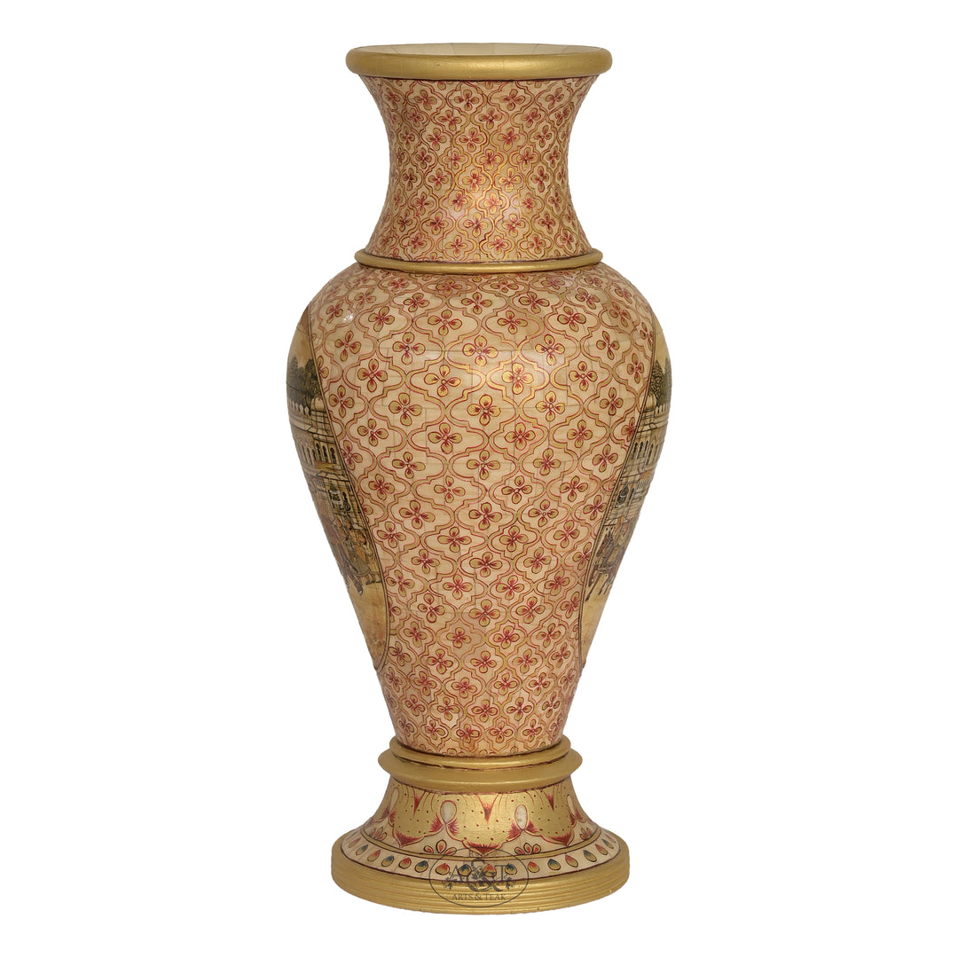 Wood and Camel Bone Painted Vase
